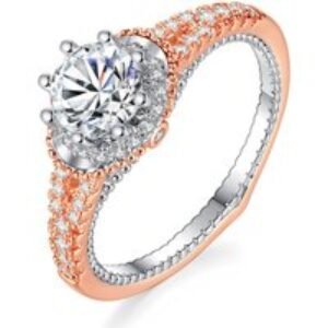 Rose Gold Crystal Double Ring Set - Stackable Cubic Zirconia Statement Rings