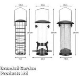 Weather-Resistant Hanging Bird Feeder Set - 3-Pack for Songbirds & Garden Wildlife | Wowcher