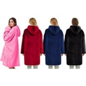 Unisex Black Extra Thick Snuggle Hooded Blanket - Oversized