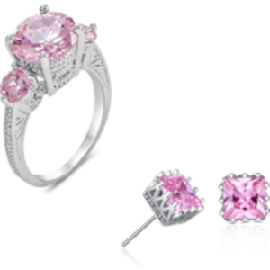 Exquisite 3 Stone Crystal Ring & Earrings Set | Wowcher