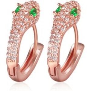 Rose Gold & Emerald Snake Earrings | Wowcher