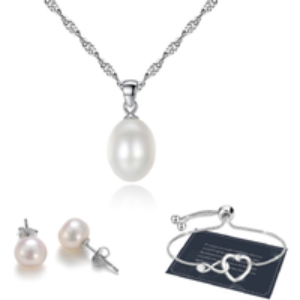 Timeless Freshwater Pearl Jewellery Set - Silver Tone