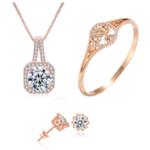 Crystal Jewellery Gift Set - Rose Gold-Plated 3-Piece Necklace