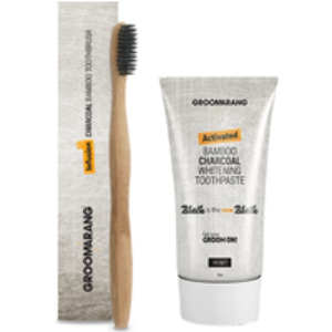 Manual Charcoal Whitening Toothpaste & Eco Bamboo Toothbrush Duo - Charcoal Bristles