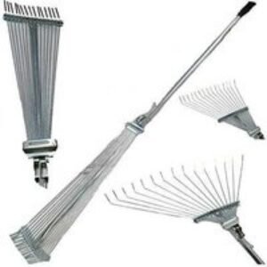 Heavy-Duty Expanding Lawn Rake - 15 Robust Steel Teeth