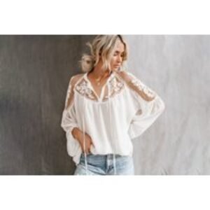 Black Women's Loose Lace Panel Top - Breezy Summer Blouse | Wowcher