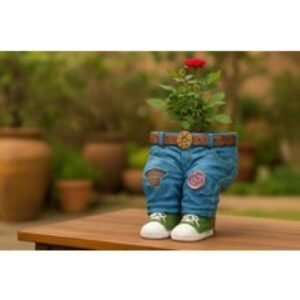 Novelty Denim Pants Flower Planter - Quirky Resin Pot for Gardens & Patios | Wowcher