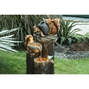 Resin Animal Family Garden Water Fountain Ornament - Weather-Resistant Outdoor Décor Sculpture | Wowcher