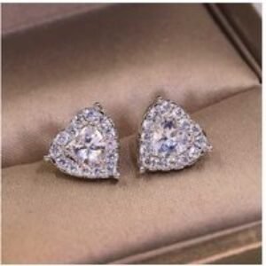 Dazzling Crystal Heart Silver Earrings | Wowcher