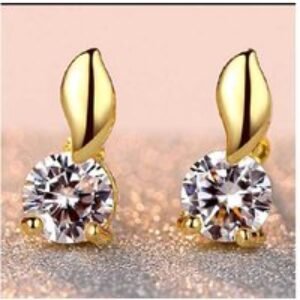 Golden Leaf Crystal Sparkle Stud Earrings | Wowcher