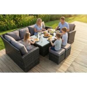 9-Seater Weather-Resistant Rattan High Back Garden Dining Set with Adjustable Table | Wowcher