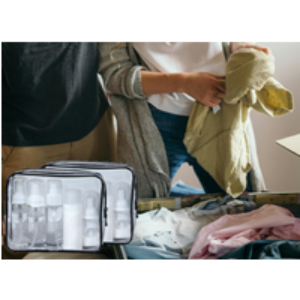 Unisex Black Stylish 2-Piece Clear Travel Bags - Perfect for Every Journey | Wowcher