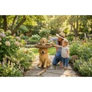 Mini Garden Animal Water Fountain - Weather-Resistant Resin Outdoor Ornament & Patio Decor | Wowcher