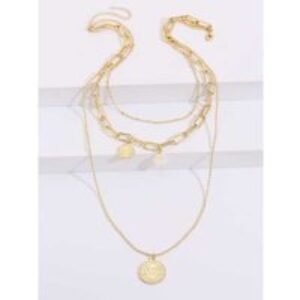 18ct Gold Plated Triple Chain Statement Necklace - Adjustable