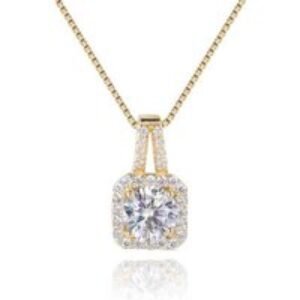 Rose Gold Crystal Jewellery Set - Halo Pendant & Double Ring