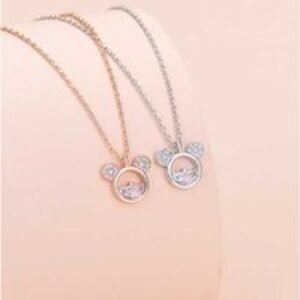 Mickey & Minnie Sparkling Crystal CZ Necklace - Enchanting Disney Magic | Wowcher