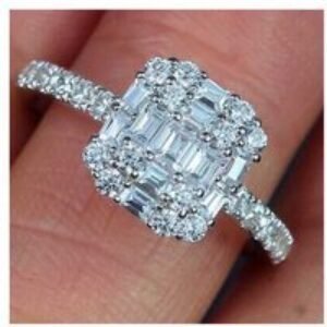 Elegant Square Silver Diamond Ring - Available in 5 Sizes | Wowcher