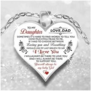 Silver Heart Pendant Necklace - Engraved 'To My Daughter' Keepsake