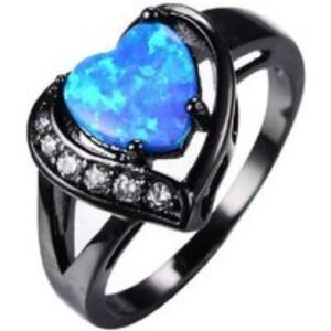 Heart-Shaped Blue Crystal Statement Ring