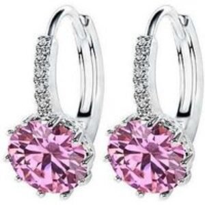 Dazzling Pink Sapphire Jewellery Gift Set - Rhodium-Plated 3-Piece Heart Collection | Wowcher