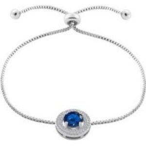 Luxury Blue Sapphire Jewellery Set - 3-Piece Rhodium-Plated Bracelet