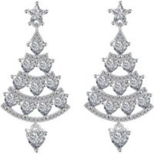 Silver-Plated Hypoallergenic Christmas Tree Dangle Earrings - Festive Statement Jewellery | Wowcher