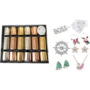 Festive Jewellery & Wine Accessories Christmas Cracker Gift Set - 6 or 12 Piece Surprise Pack | Wowcher
