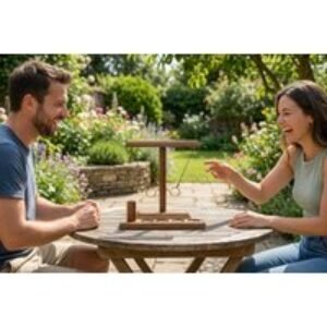 Tabletop Hook & Ring Toss Battle Game - Wooden Family Garden Game