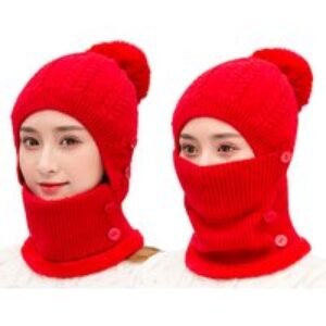 Unisex Black Woolly Hat with Detachable Snood Set - 9 Colours! | Wowcher