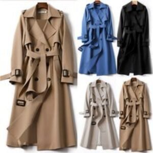 Black Women's Longline Lightweight Trench Coat - Slim Fit
