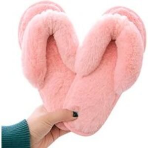 Black Women's Fluffy Cosy Slippers - Ultra-Soft Plush