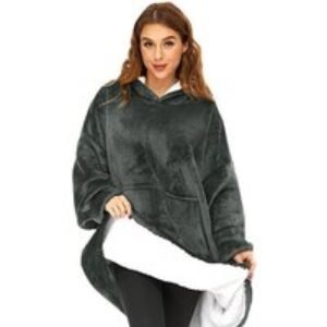 Unisex Blue Unisex Oversized Lightweight Hooded Blanket - Soft Plush Loungewear for All Genders | Wowcher
