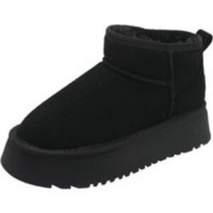 Unisex Black Designer  Mini Fleece Lined Suede Ankle Boots - 3 Colours & 4 Sizes! | Wowcher