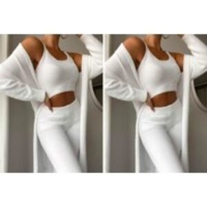 Black Women's Lightweight Teddy Fleece 3-Piece Summer Loungewear Set - Versatile Lounge & Sleepwear | Wowcher