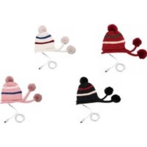 Unisex Black USB Heated Thermal Bobble Hat - 4 Colours