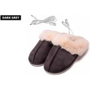 Unisex Brown Faux Fur Fleece-Lined Thermal Heated Slippers - Plush Winter Footwear