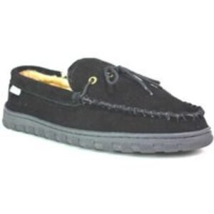 Black Men's Winter Memory Foam Loafer Slippers - Warm Fabric