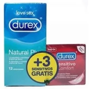 Durex Love Sex Natural Plus 12 Condoms + 3 Sensitive
