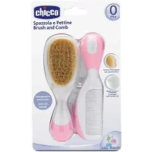 Chicco Brush and Comb Natural Hair Rose 0m+