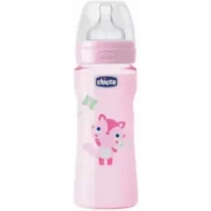 Chicco Well-Being Silicone Baby Bottle Fast Flux Rose 4m+ 330ml