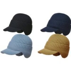 Men's Knitted Ear Warmer Beanie Hat - 100% Acrylic