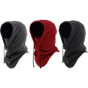 Unisex Black Thermal Fleece Balaclava Hooded Mask - Windproof Outdoor Sport Hat (Polyester-Cotton Blend) | Wowcher