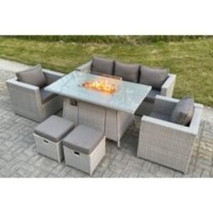 7-Seater Rattan Garden Lounge Set with Weatherproof Fire Pit Table | Wowcher