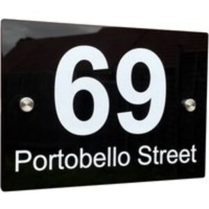 Personalised Black Acrylic Door Sign - Modern Rectangular House Plaque