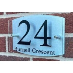 Personalised Curve Acrylic Metal Door Sign - Durable Custom House Nameplate for Home & Office | Wowcher