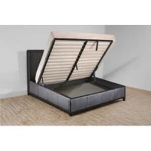 Faux Leather Ottoman Storage Bed with Gas Lift & Hidden Compartment - Multi-Functional Upholstered Storage Bed (Multiple Sizes) | Wowcher