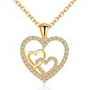 Elegant Heart Gold Necklace with Valentine's Gift Box | Wowcher
