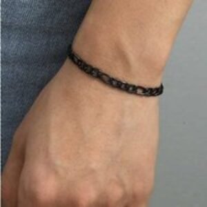 Sophisticated Gunmetal Black Chain Men's Bracelet with Gift Box | Wowcher