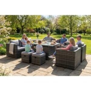 10 Seater Weather-Resistant Rattan Garden Dining Set With Firepit Table | Wowcher