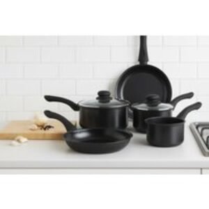 5-Piece Black Carbon Steel Pan Set | Wowcher
